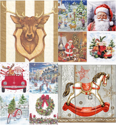 Zestaw świątecznych serwetek do decoupage 33x33cm - 10szt