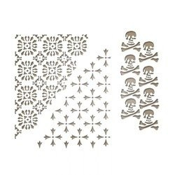 Wykrojnik Sizzix Thinlits - Mixed Media Halloween - czaszki narożniki