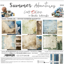 Zestaw papierów do scrapbookingu 20x20 - Craft o'clock - Summer Adventures - BASIC