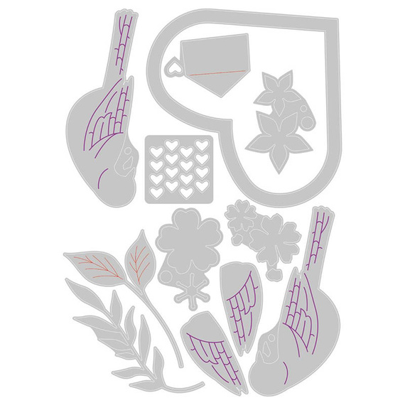 Wykrojnik Sizzix Thinlits - Sweet Birds by Lisa Jones ptaki serce