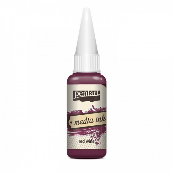 Tusz alkoholowy Media Ink - Pentart - czerwone wino / red wine 20ml