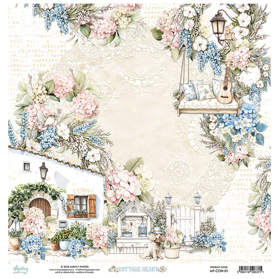 Papier do scrapbookingu 30x30 - Mintay - Cottage Heart 01
