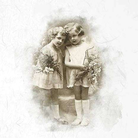 Zestaw papierów ryżowych, retro vintage, dziewczynki - ITD 6szt