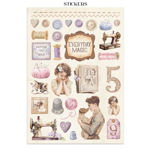 Zestaw papierów, naklejek i elementów Junk Journal - Quiet Days - Stamperia