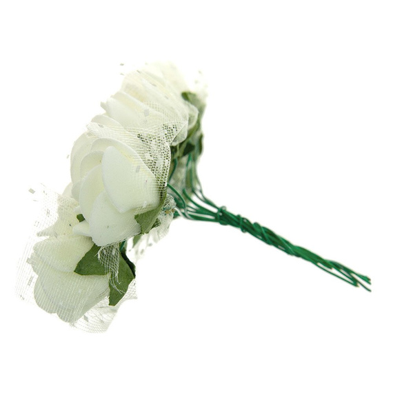 Kwiatki piankowe ecru z tiulem