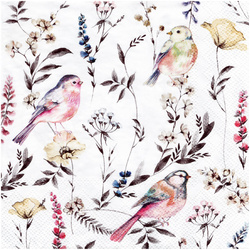 Serwetka do decoupage 33x33cm - Softly Faded Birds ptaszki