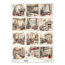 Papier ryżowy do decoupage A3 - Boże Narodzenie, Mikołaj, zabawki - R1524L - Itd Collection