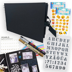 Album na zdjęcia A4 czarny - 40 kart z naklejkami i pisakami