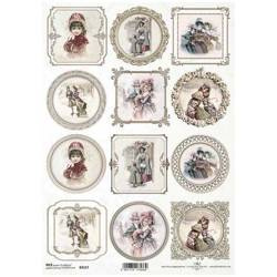 Papier ryżowy A4 do decoupage ITD-R2117 vintage ramki, zimowa sceneria