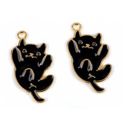 Zawieszka metalowa kotek czarny - 2 szt
