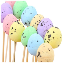 Jajka styropianowe na piku nakrapiane 50 szt miks kolorów