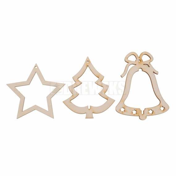 Zestaw zawieszek: gwiazdka, choinka, dzwonek po 5szt