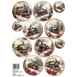 Papier ryżowy A4 - Scraplove - Medallion Christmas Train 1 - Medaliony Świąteczny pociąg