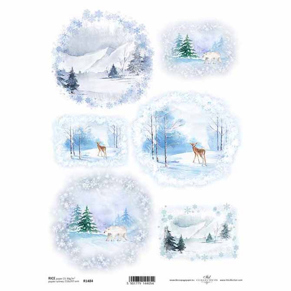 Papier ryżowy do decoupage A4 ITD-R1484 zimowe widoczki