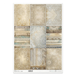 Papier ryżowy do decoupage A3 - deski koronki - R1328L - Itd Collection
