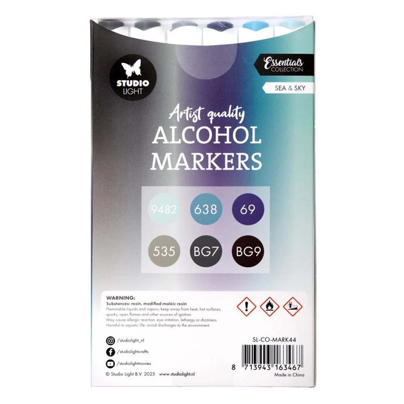 Markery alkoholowe dwustronne Sea & Sky Essentials nr 44 - Studio Light - 6 szt.