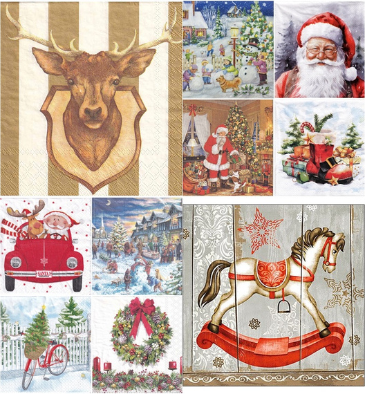 Zestaw świątecznych serwetek do decoupage 33x33cm - 10szt
