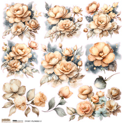 Naklejki papierowe - ScrapLove - Ivory Flowers 2 - Beżowe kwiaty 2