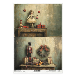 Papier ryżowy do decoupage A4 - dziadek do orzechów, lalka, retro - R2680 - Itd Collection