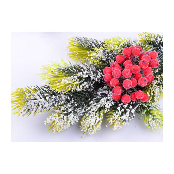 Jarzębina dekoracyjna czerwona oszroniona na druciku - 1 gałązka