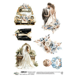 Papier ryżowy do decoupage A4 - Art of Alchemy - In shades of blue - ślub