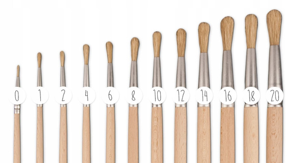 Zestaw pędzli okrągłych szczecinowych LOVEART - 12 sztuk (nr 0-20)