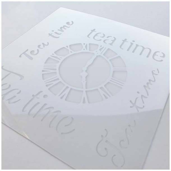 Maska / szablon 16x16cm - Tea Time, zegar