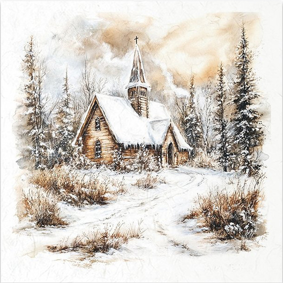 Zestaw papierów ryżowych - pejzaż zimowy, góry, natura, domki - RSM206 - Itd Collection