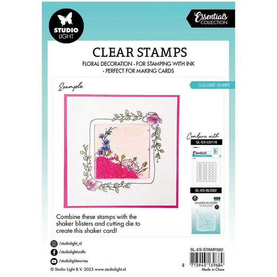 Stempel przezroczysty - StudioLight - Square ramka kwiatowa