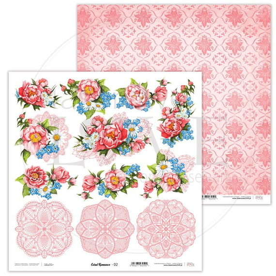 Papier do scrapbookingu 30x30  - Laserowe Love - Coral Romance 02