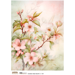 Papier ryżowy A4 - Scraplove - Flowers Tree Branch 3 gałązka z kwiatami