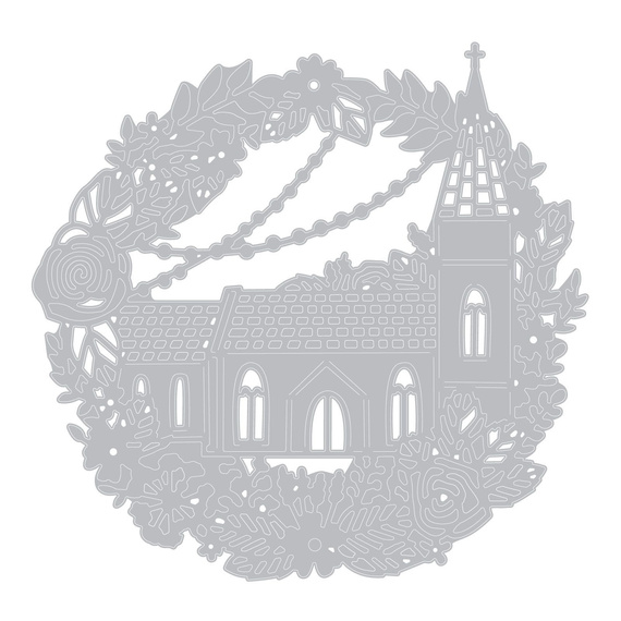 Wykrojnik Sizzix Thinlits - Oh, Happy Day - kościół, wieniec, kwiaty