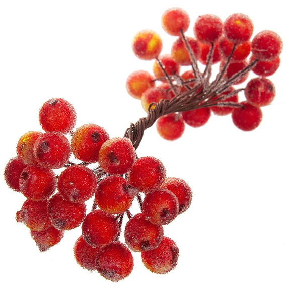 Jarzębina dekoracyjna czerwono - żółta oszroniona na druciku - 1 gałązka