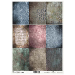 Papier ryżowy do decoupage ITD-R2024 motywy tapetowe, nuty, damask