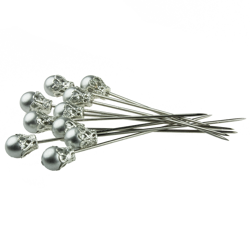 Szpilki dekoracyjne perełki srebrne - 10szt