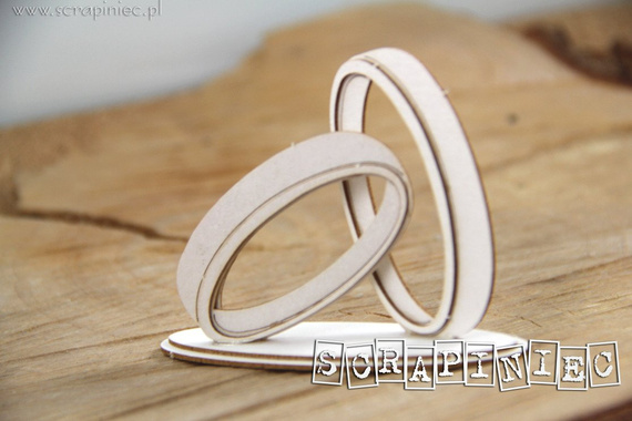 Tekturka - Love in 3D - wedding rings 3D - Obrączki na podstawce do boxa - Scrapiniec