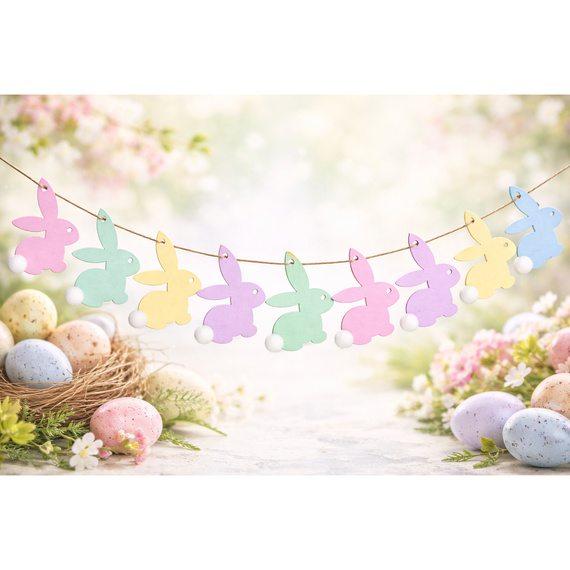 Drewniana ozdoba zawieszka Zajączek - zestaw 10 sztuk