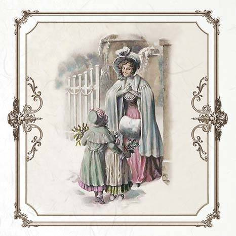 Zestaw papierów ryżowych - ITD RSM060 ramki vintage postacie zima