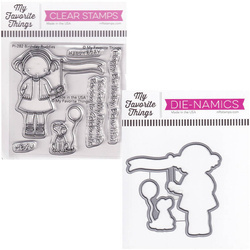 Wykrojnik + stempel - My Favorite Things - Birthday Buddies dziewczynka z chorągiewką