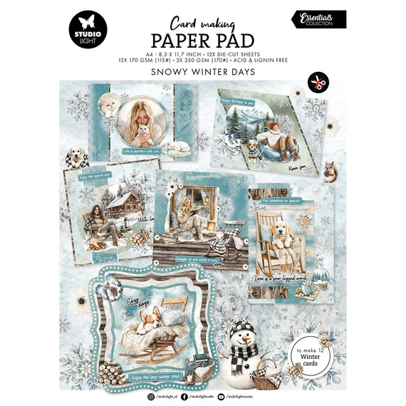 Zestaw papierów do scrapbookingu z elementami A4 - Snowy Winter Days