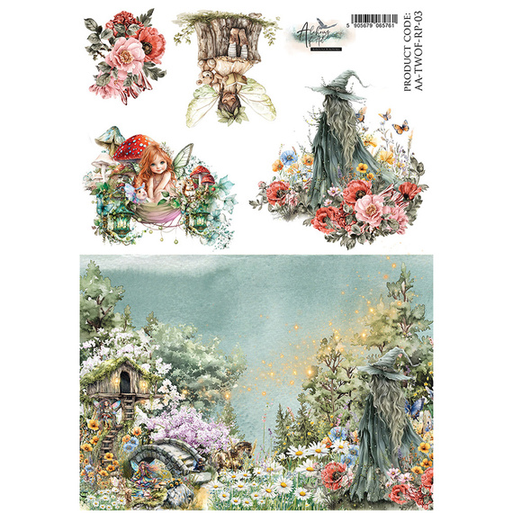 Papier ryżowy do decoupage A4 - Alchemy of Art - leśne wróżki
