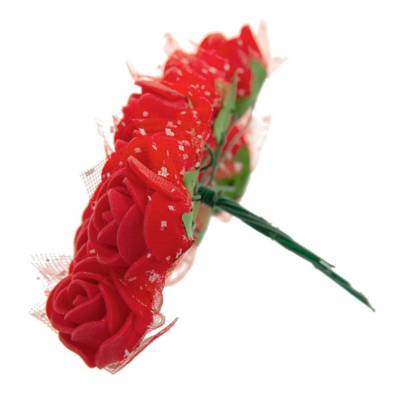 Kwiatki piankowe czerwone z tiulem