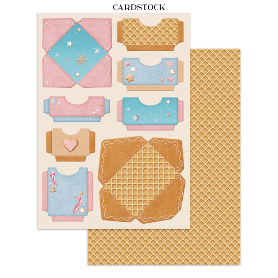 Zestaw papierów, naklejek i elementów Junk Journal - Candy Christmas - Stamperia