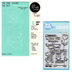 Wykrojnik + stempel - Memory Box - I'm Owl Yours - sowa krasnoludek