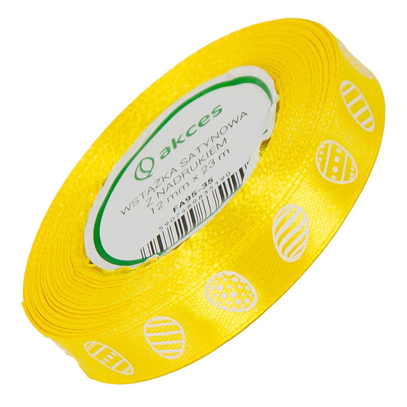 Tasiemka satynowa żółta jajka wielkanocne 12mm x 23m