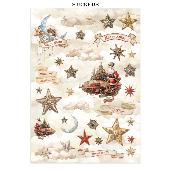 Zestaw papierów, naklejek i elementów Junk Journal - Gear Up For Christmas - Stamperia