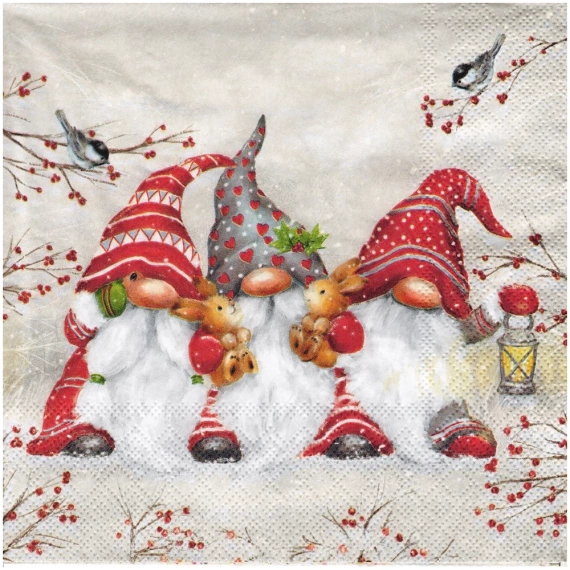 Serwetka 33x33cm - Three dwarfs krasnale skrzaty