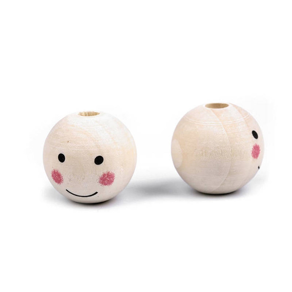 Koraliki drewniane buźka 25mm - 5szt