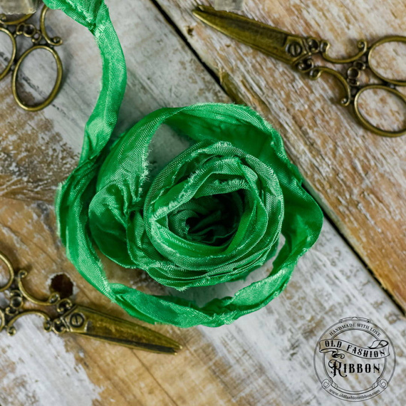 Wstążka vintage old fashion ribbon - soczysta zieleń