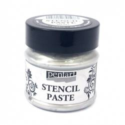 Pasta do szablonów metaliczna - stencil paste - Pentart - srebrna / silver 50ml